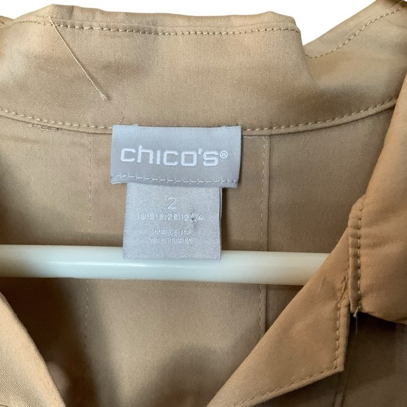 Chico’s Lace-Up Grommet Tunic Top Tan Beige Size 2 (L/12) - Picture 3 of 9